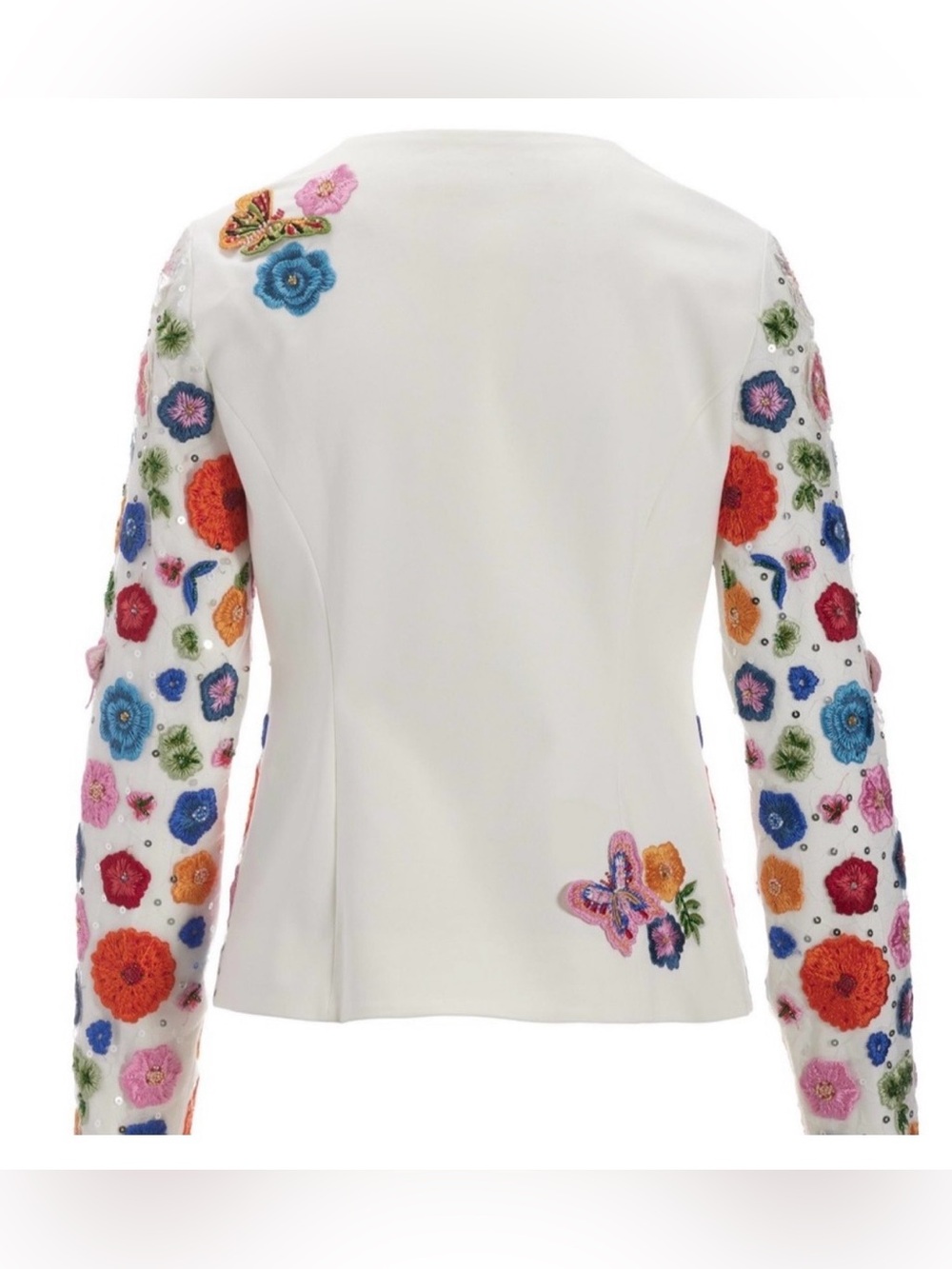 Boston Proper Women’s Embroidered Sequin Floral Butterfly Blazer Jacket Size 8 - Picture 15 of 16